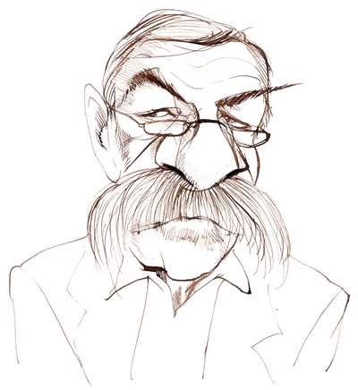Günter Grass, German novelist, poet, playwright and artist; caricature by Neale Osborne